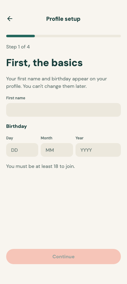 Profile setup preview