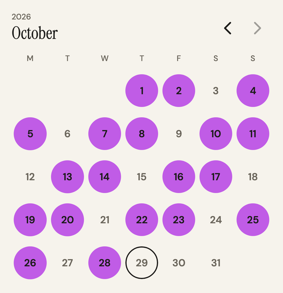 Month Calendar preview