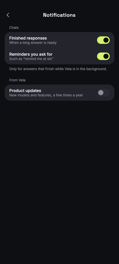 Notifications preview