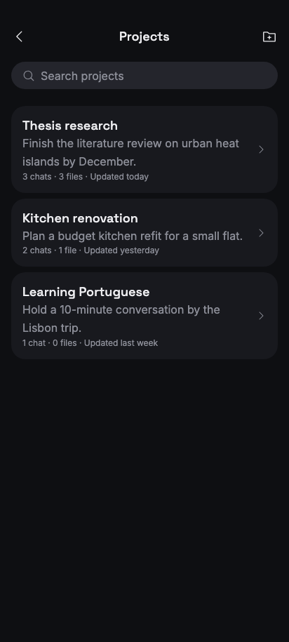 Projects preview