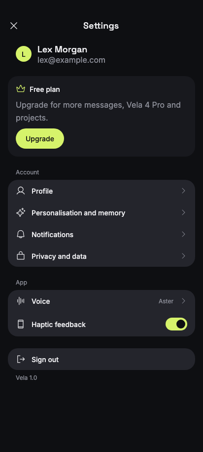 Settings preview