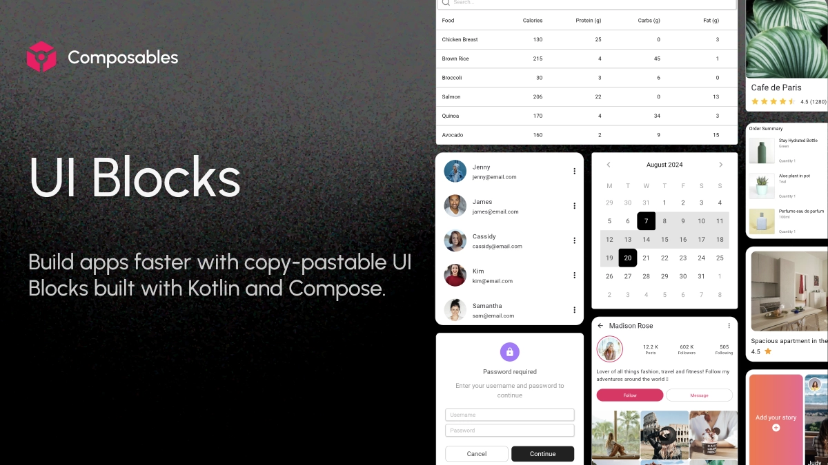 UI Blocks for Jetpack Compose and Compose Multiplatform - Composables