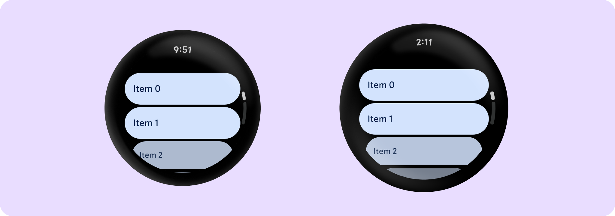 TransformingLazyColumnButtonsSample Composite Image